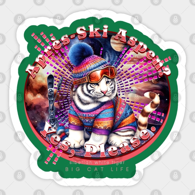 Apres-Ski Aspen Cosmic Beanie White Tiger 74T Sticker by catsloveart